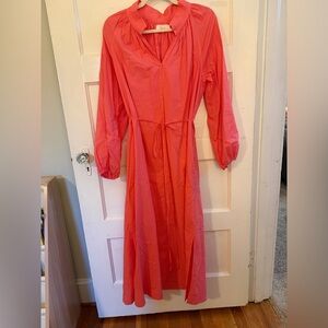 XiRENA Coral-Pink Long Sleeve Maxi with Tie Waist